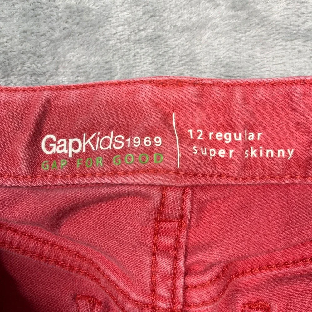 Gap Kids Super Skinny Jeans Kids Coral Red Adjustable Waist 12 Regular - Picture 11 of 16